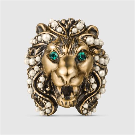 gucci lion head ring replica|gucci lion ring men.